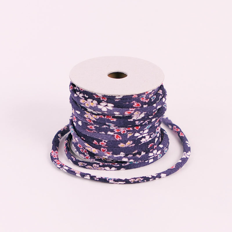 Chirimen Fabric Cord - 1/9in Tiny Sakura Dreams Purple (Quantity) 1＝1yard