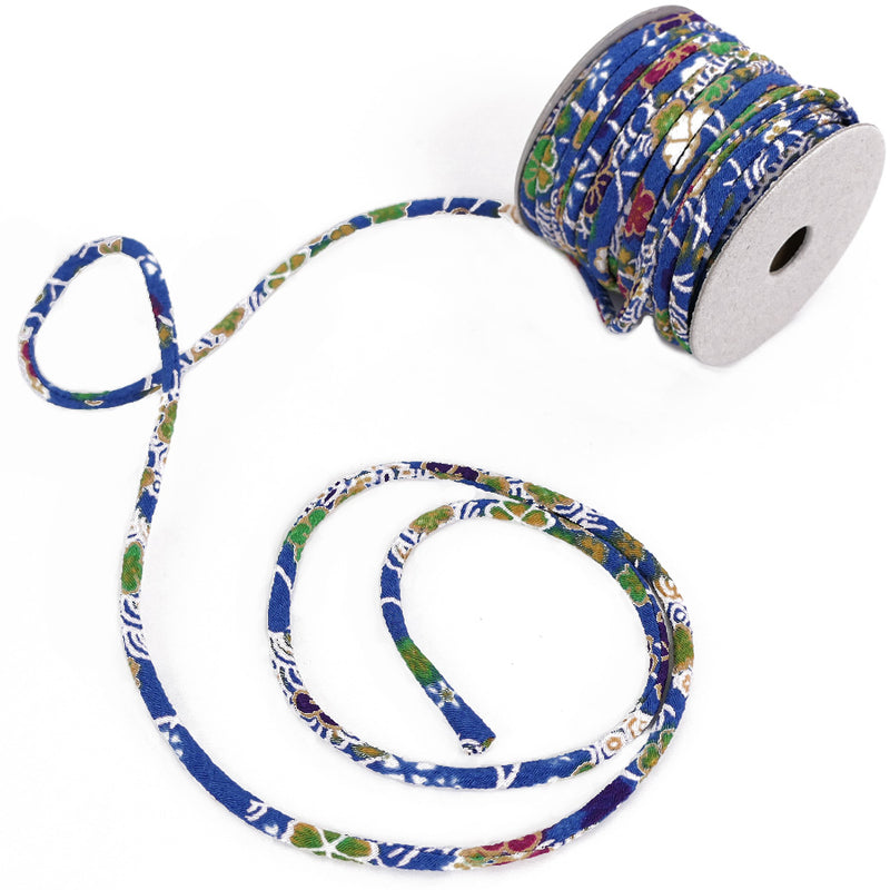 Chirimen Fabric Cord - 1/9in Exquisite Blue Komon (Quantity) 1＝1yard