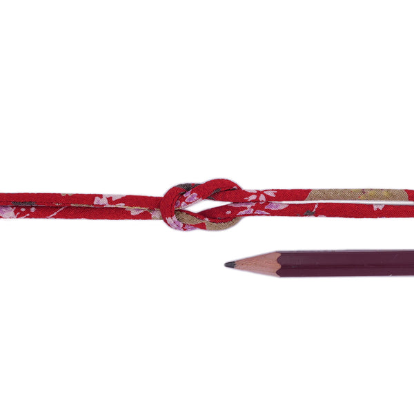 Chirimen Fabric Cord - 1/9in Sakura Festival Red (Quantity) 1＝1yard