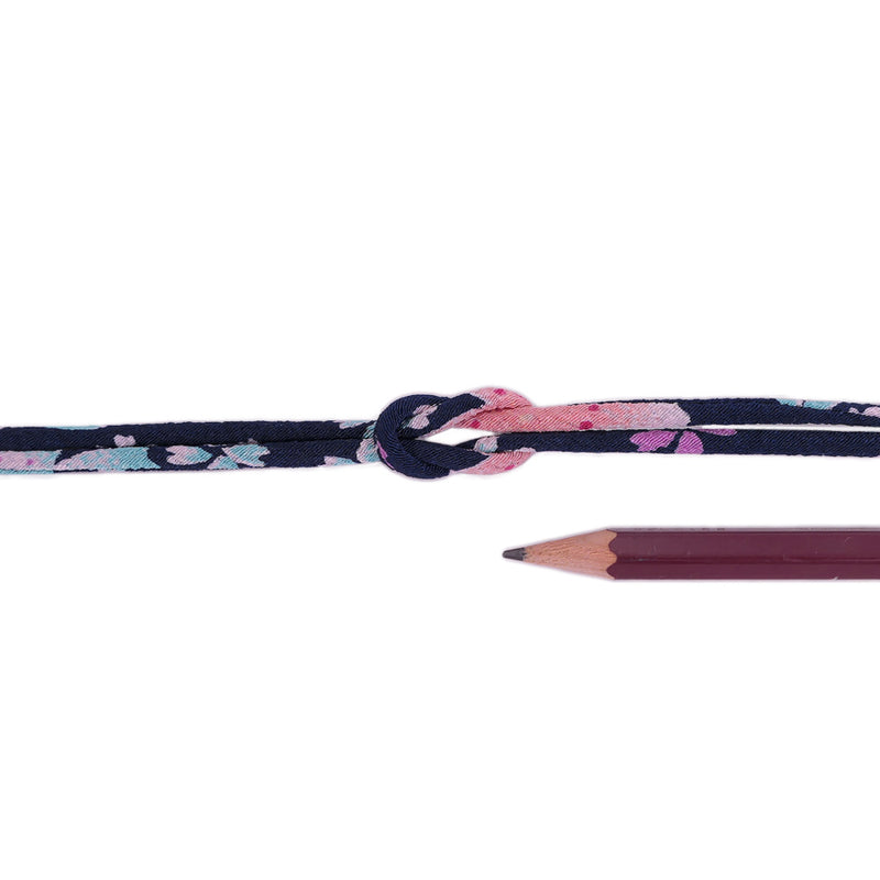 Chirimen Fabric Cord - 1/9in Sakura Festival Navy (Quantity) 1＝1yard