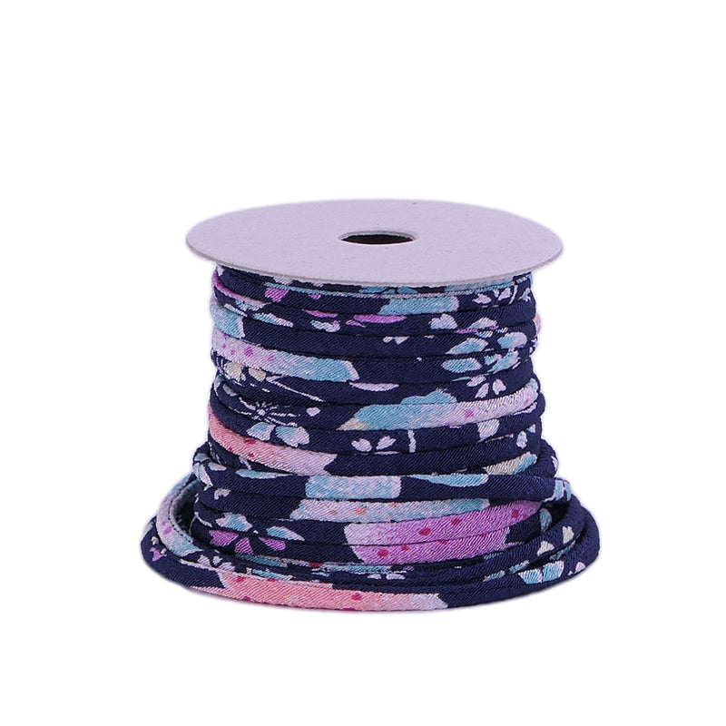 Chirimen Fabric Cord - 1/9in Sakura Festival Navy (Quantity) 1＝1yard