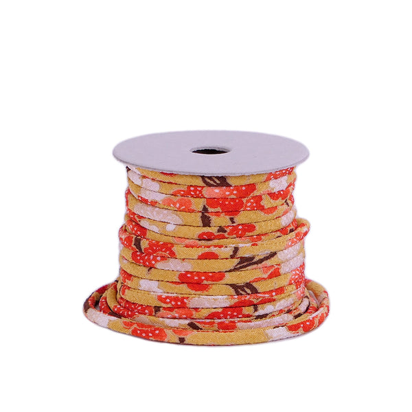 Chirimen Fabric Cord - 1/9in Ume Blossom Stream Mustard (Quantity) 1＝1yard