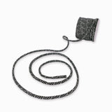 Chirimen Fabric Cord - 1/9in Ivory Wave Pattern on Black (Quantity) 1＝1yard