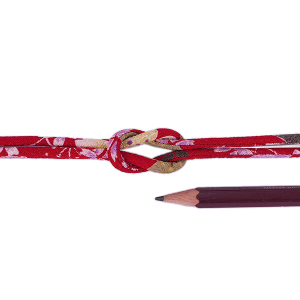 Chirimen Fabric Cord - 1/8in Sakura Festival Red (Quantity) 1＝1yard