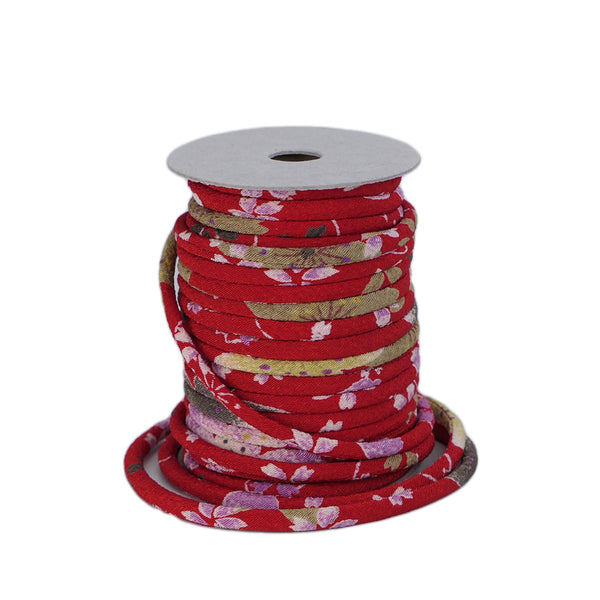 Chirimen Fabric Cord - 1/8in Sakura Festival Red (Quantity) 1＝1yard