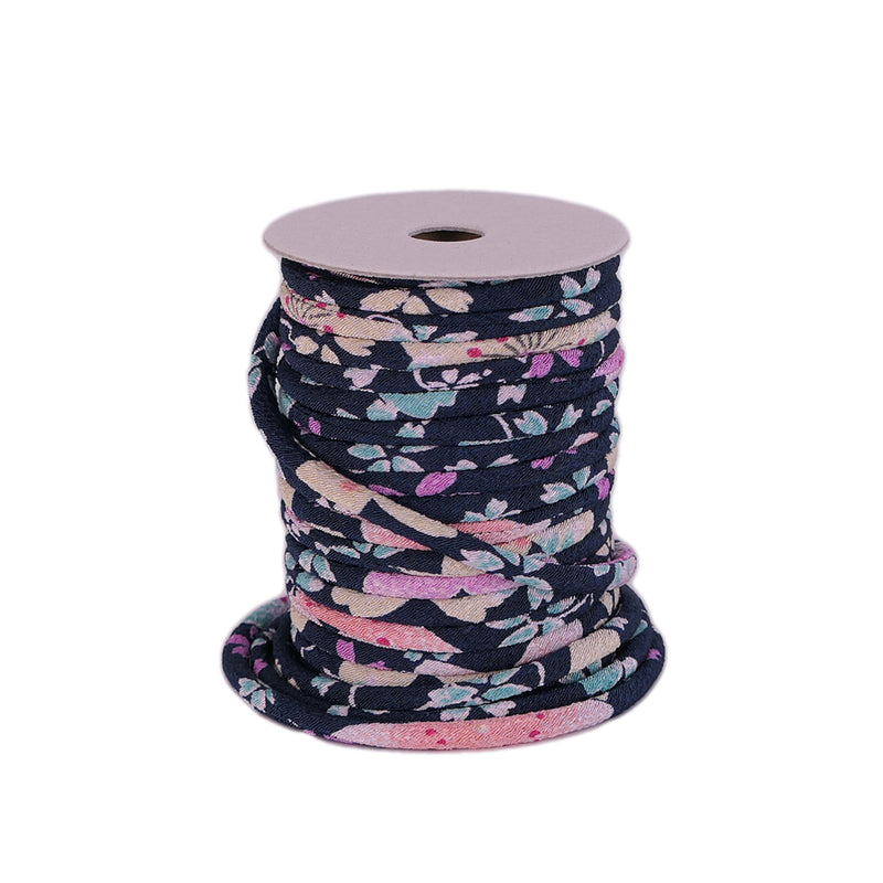 Chirimen Fabric Cord - 1/8in Sakura Festival Navy (Quantity) 1＝1yard