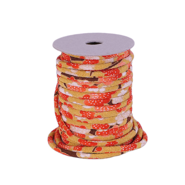 Chirimen Fabric Cord - 1/8in Ume Blossom Stream Mustard (Quantity) 1＝1yard