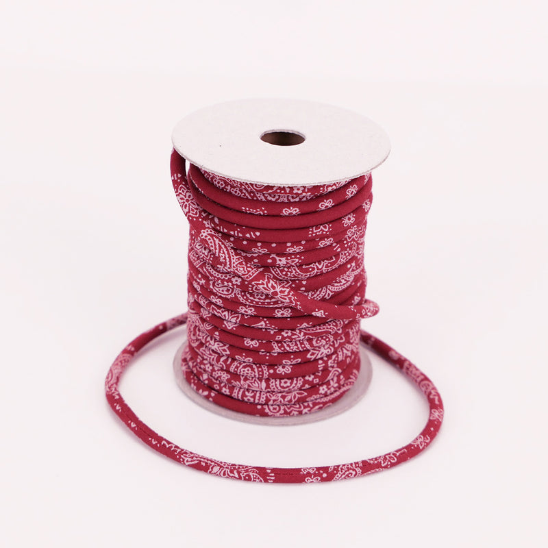 Cotton Fabric Cord - 1/8in Red Paisley (Quantity) 1＝1yard
