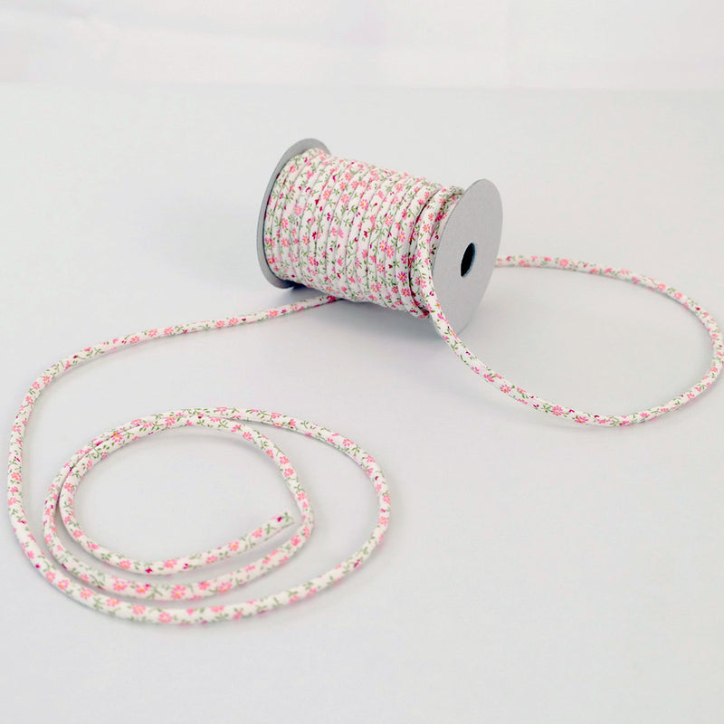 Cotton Fabric Cord - 1/8in Pink Daisy (Quantity) 1＝1yard
