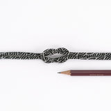 Chirimen Fabric Cord - 1/8in Ivory Wave Pattern on Black (Quantity) 1＝1yard