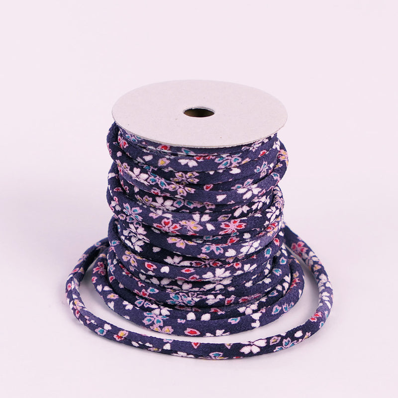 Chirimen Fabric Cord - 1/6in Tiny Sakura Dreams Purple (Quantity) 1＝1yard