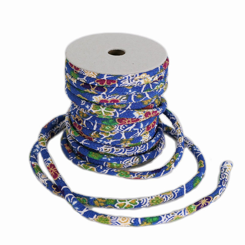 Chirimen Fabric Cord - 1/6in Exquisite Blue Komon (Quantity) 1＝1yard