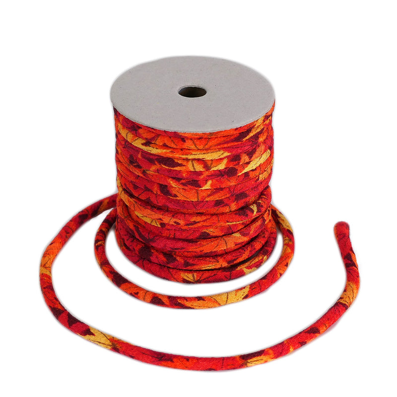 Chirimen Fabric Cord - 1/6in Autumn Leaves (Quantity) 1＝1yard