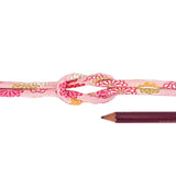 Chirimen Fabric Cord - 1/6in Small Colorful Mums on Pink (Quantity) 1＝1yard