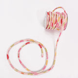 Chirimen Fabric Cord - 1/6in Small Colorful Mums on Pink (Quantity) 1＝1yard