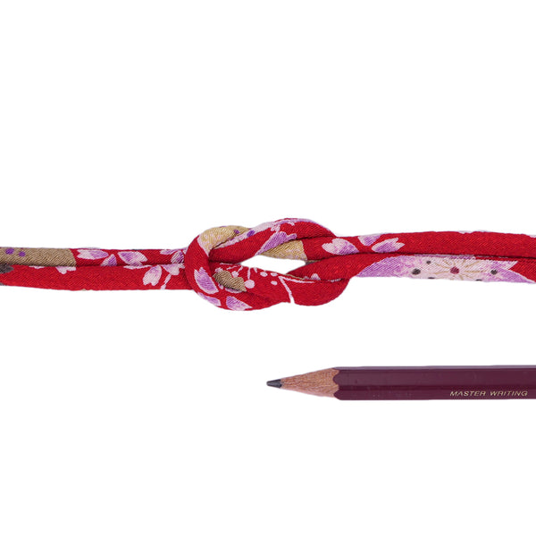 Chirimen Fabric Cord - 1/6in Sakura Festival Red (Quantity) 1＝1yard
