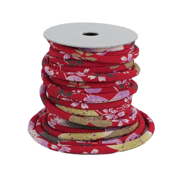 Chirimen Fabric Cord - 1/6in Sakura Festival Red (Quantity) 1＝1yard