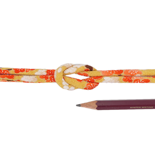 Chirimen Fabric Cord - 1/6in Ume Blossom Stream Mustard (Quantity) 1＝1yard