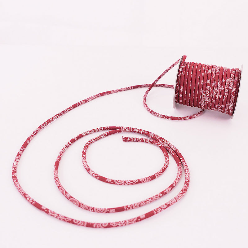 Cotton Fabric Cord - 1/6in Red Paisley (Quantity) 1＝1yard