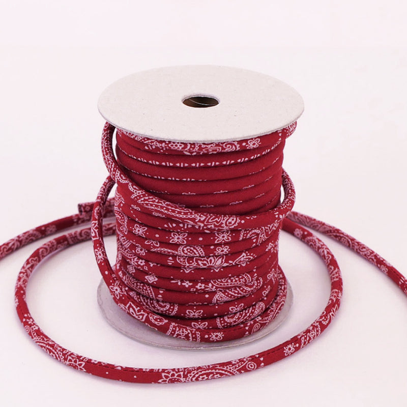 Cotton Fabric Cord - 1/6in Red Paisley (Quantity) 1＝1yard