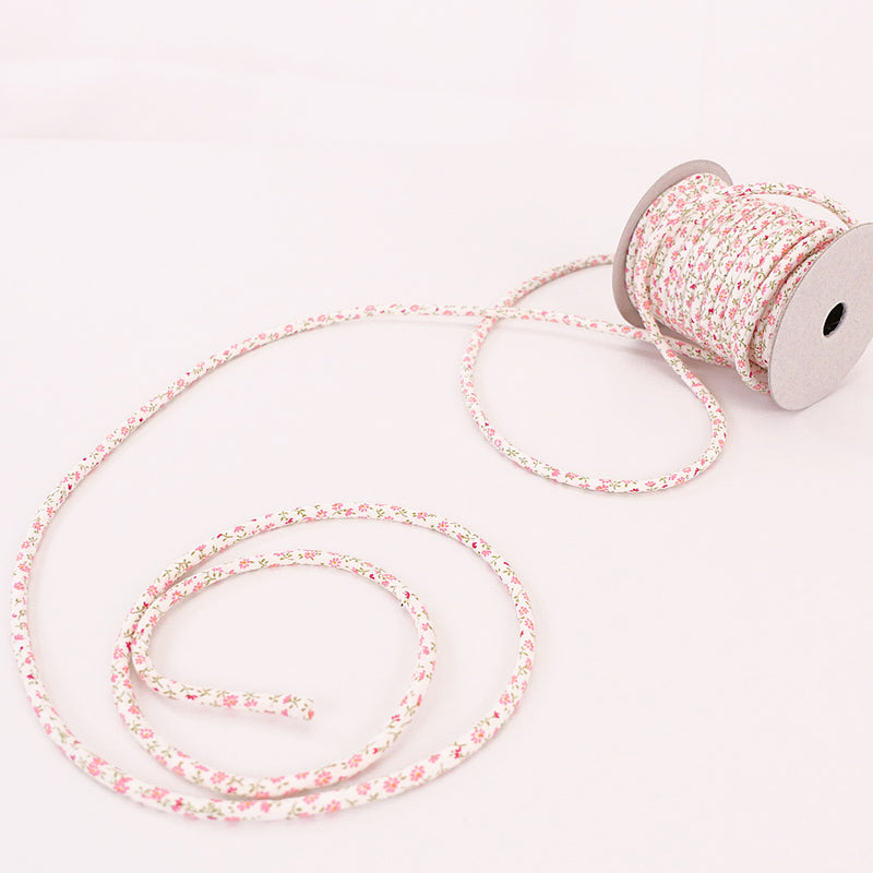 Cotton Fabric Cord - 1/6in Pink Daisy (Quantity) 1＝1yard