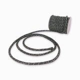 Chirimen Fabric Cord - 1/6in Ivory Wave Pattern on Black (Quantity) 1＝1yard