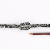 Chirimen Fabric Cord - 1/6in Ivory Wave Pattern on Black (Quantity) 1＝1yard