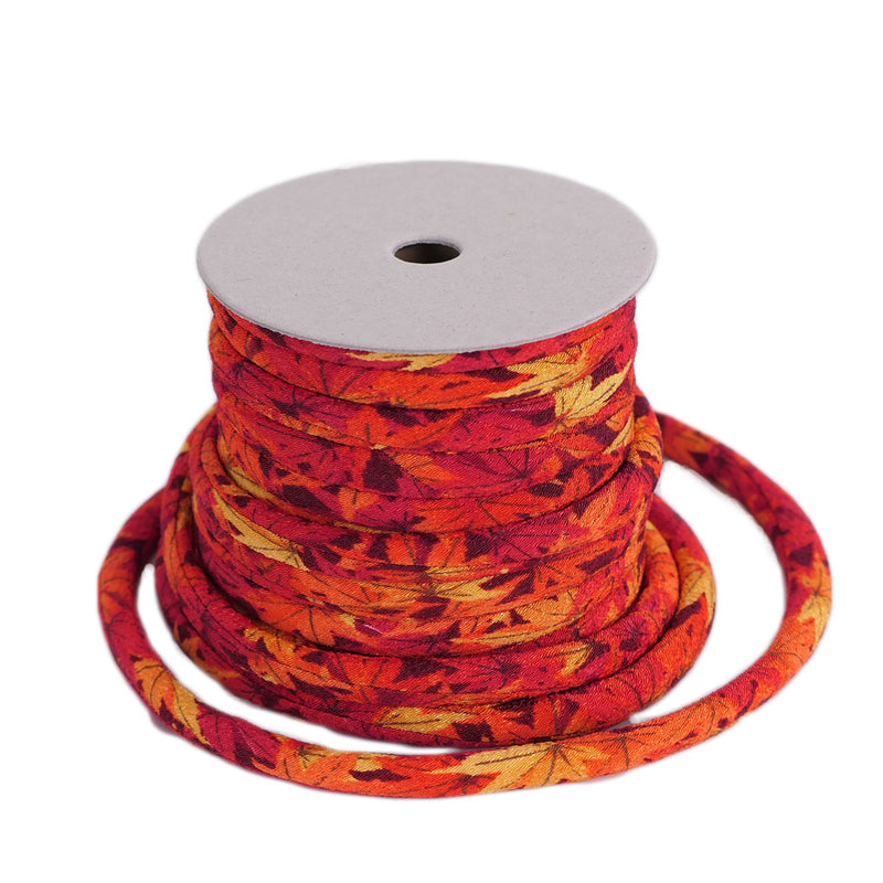 Chirimen Fabric Cord - 1/3in Autumn Leaves (Quantity) 1＝1yard