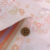 Nishijin-ori Brocade Japanese Mums & Ume on Dotted Clouds - White (Length) 1＝0.25yard