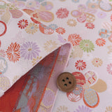Nishijin-ori Brocade Ume & Small Mums on White (Length) 1＝0.25yard