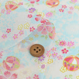 Shadowy Cherry Blossoms with Temari Balls on Light Blue (Length) 1＝0.25yard