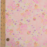 Shadowy Cherry Blossoms with Temari Balls on Pink (Length) 1＝0.25yard
