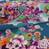 Flowers on Water - Blue (Length) 1＝0.25yard