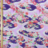 Flowers on Wave Pattern - Purple (Length) 1＝0.25yard