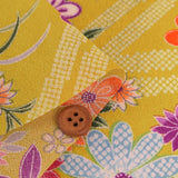 Flowers & Butterflies with Zig Zag Kanoko Dots - Mustard Yellow (Length) 1＝0.25yard