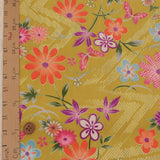 Flowers & Butterflies with Zig Zag Kanoko Dots - Mustard Yellow (Length) 1＝0.25yard
