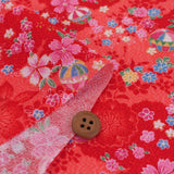 Shadowy Cherry Blossoms with Temari Ball on Red (Length) 1＝0.25yard
