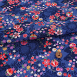 Shadowy Cherry Blossoms with Temari Ball on Blue (Length) 1＝0.25yard