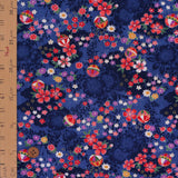 Shadowy Cherry Blossoms with Temari Ball on Blue (Length) 1＝0.25yard