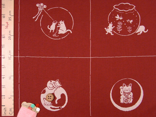 Hand Dyed Playing Cats - Red (Quantity) 1=1row