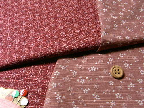 Reversible Cherry Blossoms & Star Pattern - Pink/Red (Length) 1=0.25yard