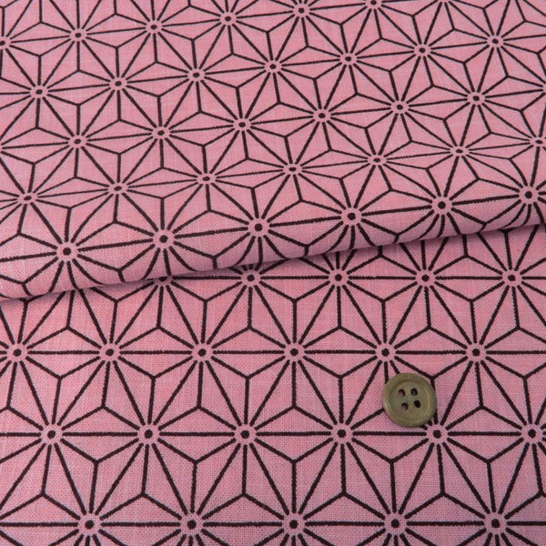 Hand-Dye Asanoha Star Pattern - Pink (Length) 1＝0.25yard