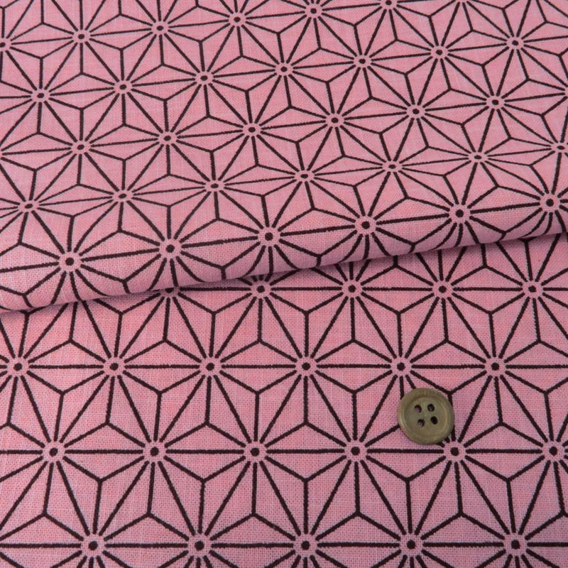 Hand-Dye Asanoha Star Pattern - Pink (Length) 1＝0.25yard