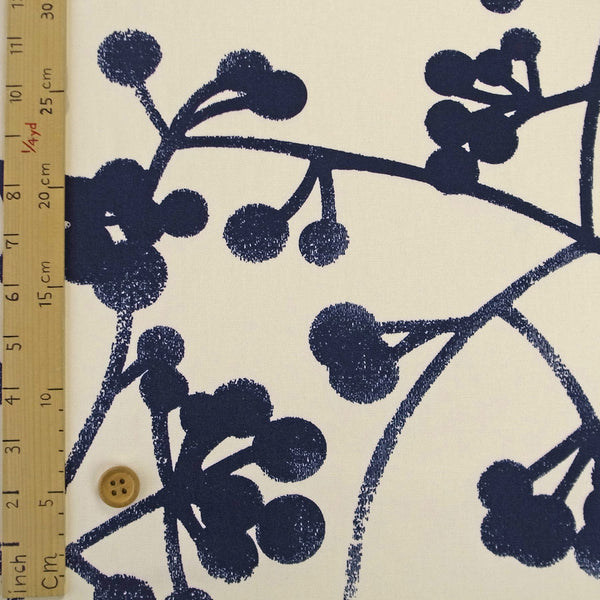 Imaginary Simple Botanical Pattern - Ivory Blue (Length) 1=0.25yard