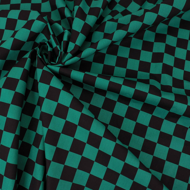 Ichimatsu Check 0.8in - Black x Green (Length) 1＝0.25yard