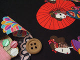 Maiko Girls on a Walk - Black (Length) 1＝0.25yard