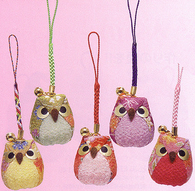 Chirimen Charm Kit Five Color Owls