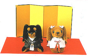 Wedding Dachshunds in Japanese Robes