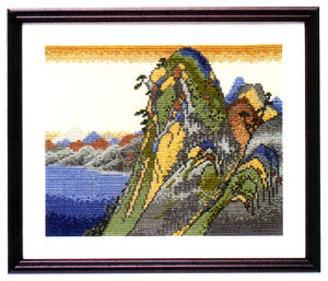 Cross Stitch Embroidery Kit - Hakone (Picture of the Lake) by Hiroshige