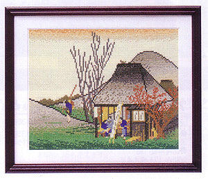Cross Stitch Embroidery Kit - Tea House at Mariko by Hiroshige